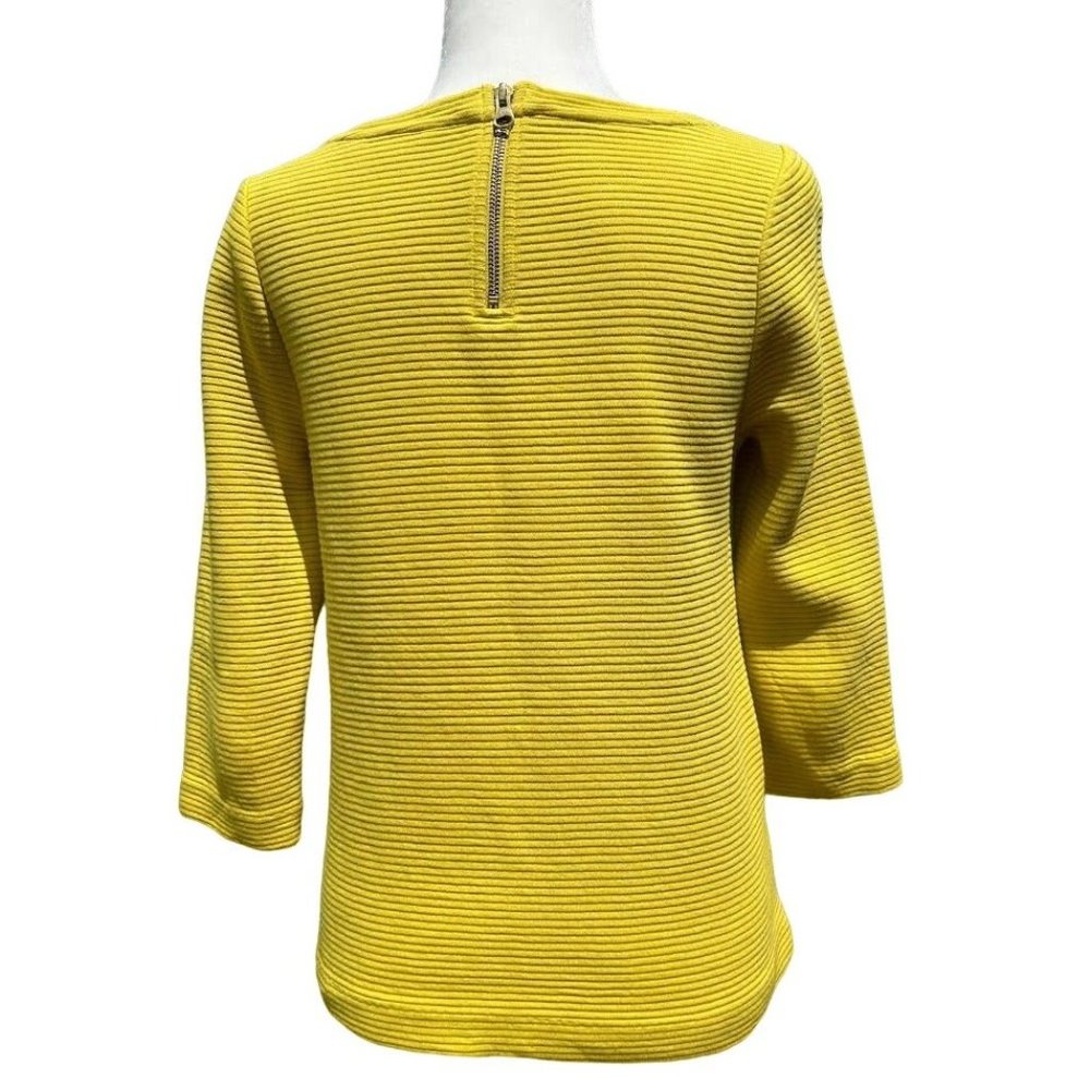 Boden Yellow 3/4 Sleeve Zip Back Zip‎ Pockets Size 4 Top - Picture 4 of 6
